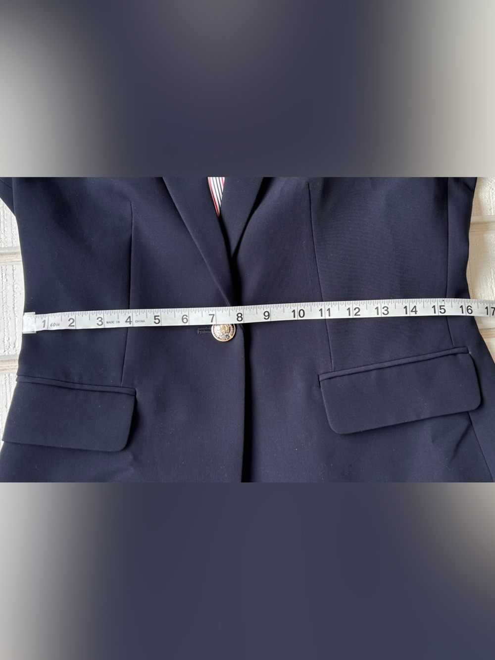 Tommy Hilfiger Women’s Single-Button Navy Blazer Crest Buttons Size 4 - Picture 14 of 14